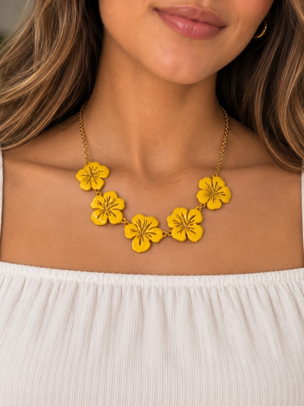 Yellow Floral Statement Necklace